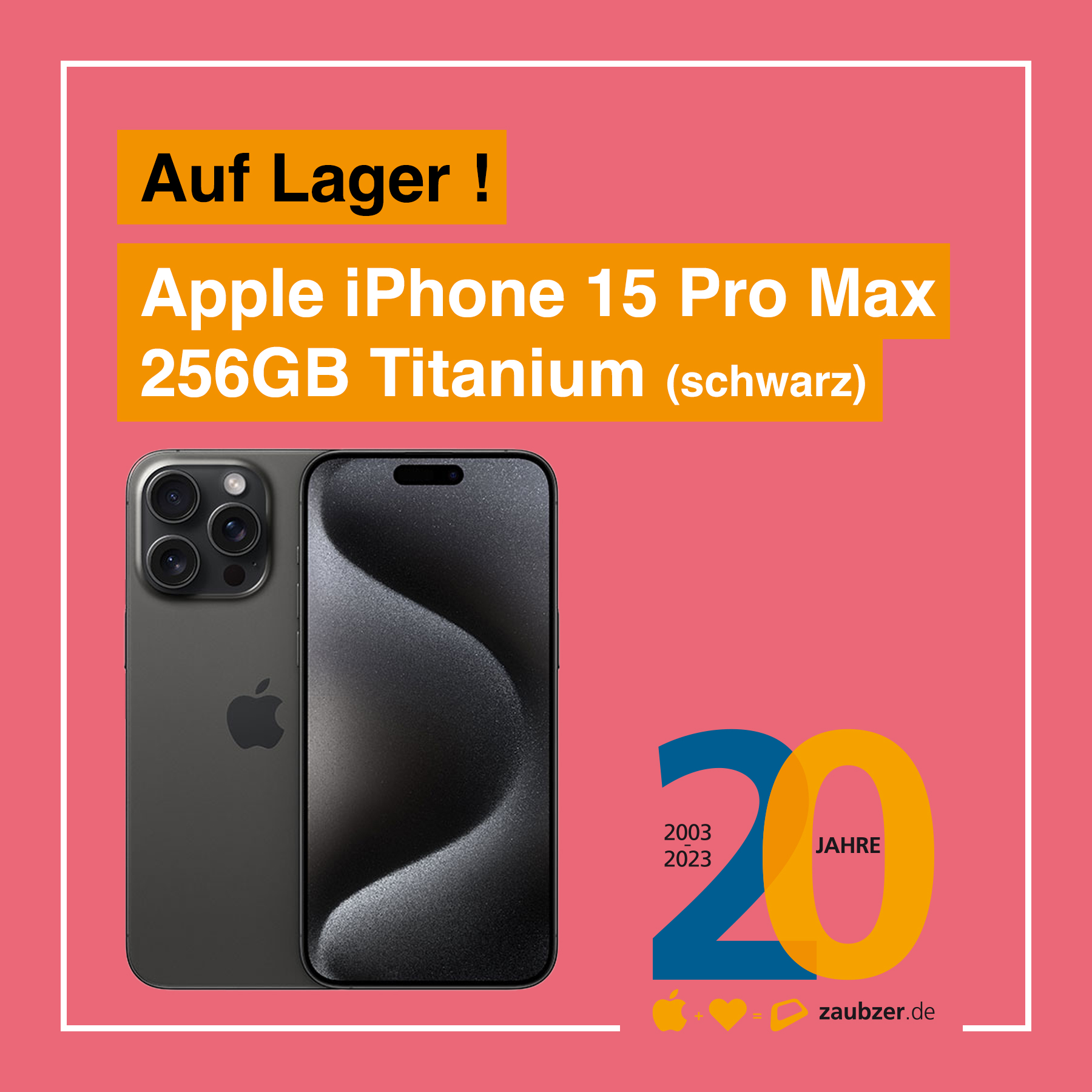 Apple iPhone 15 Pro Max 256GB Titanium (schwarz) - zaubzer.de - Mannheim